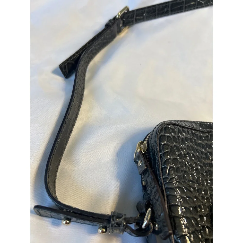 KATE SPADE NY Charcoal Croco Embossed Patent Leather Padded Laptop Tote Bag NWOT